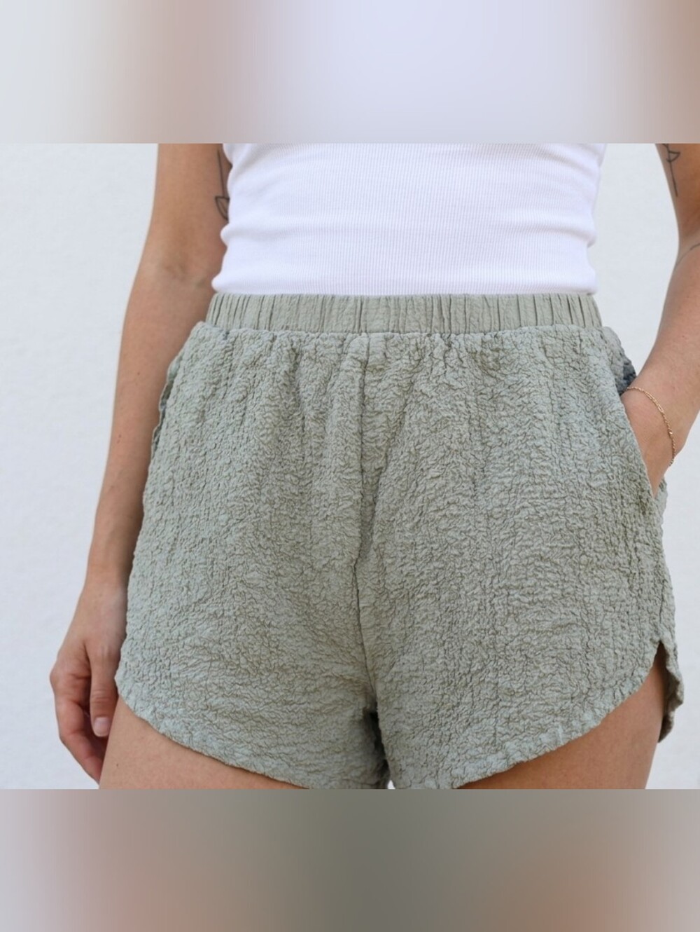 Cozy Sage Textured Women's Shorts